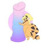 animal_dildo animal_sex_toy anthro big_butt big_dildo blonde_hair blue_eyes breasts butt dildo equine_dildo felid feline female fur hair holding_dildo holding_object holding_sex_toy huge_butt huge_dildo hyper_dildo it'll_never_fit long_hair looking_at_viewer mammal markings miagecko orange_body orange_fur pantherine ponytail sex_toy simple_background sinclare slightly_chubby small_breasts solo tail tail_markings thick_thighs tiger white_background