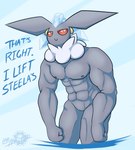 2019 abs anthro artist_name black_text carbink closed_smile dialogue digital_media_(artwork) english_text featureless_crotch generation_6_pokemon harry_(latiar) hi_res humanoid latiar male mouth_closed muscular muscular_anthro muscular_male nintendo number pokemon pokemon_(species) pokemorph simple_background smile solo text