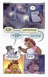 2023 anthro biped blush brown_body clothing comic detailed_background dialogue dot_eyes english_text equid equine eyewear glasses guayodraws hi_res horse male mammal night outside poncho_(julio_&_poncho) procyonid raccoon shirt text topwear