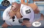 2024 anal anal_penetration anthro arm_tattoo bear ben_bigger big_butt big_dom_small_sub bodily_fluids brown_body brown_fur butt canid canine canis chain_necklace detailed_background dialogue dominant drooling duo english_text eye_roll eye_scar face_in_chest facial_scar from_front_position fur grizzlyear34 grunting head_between_moobs hi_res jewelry kevin_(swissigar) lying male male/male mammal mihoyo missionary_position moobs musk musk_clouds necklace nipples obscured_penetration on_back outside outside_sex overweight overweight_dom overweight_male overweight_top penetration penile penile_penetration plap saliva scar sex size_difference sound_effects sweat sweaty_moobs tattoo text tongue tongue_out wolf zenless_zone_zero