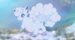 2017 3_toes alolan_form alolan_vulpix bangs belly big_belly black_kitty blue_body blue_eyes blue_fur blue_inner_ear blue_nose blush colored digital_drawing_(artwork) digital_media_(artwork) eyelashes feet female female_feral feral flower fog fur generation_7_pokemon grass hair light lighting looking_back multicolored_body multicolored_fur nintendo open_mouth outside paws plant pokemon pokemon_(species) pregnant pregnant_female pregnant_feral quadruped red_mouth regional_form_(pokemon) shaded shrub small_nose snow solo standing tail toes two_tone_body two_tone_fur white_body white_flower white_fur white_hair white_tail