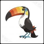 1:1 2016 alpha_channel ambiguous_gender angry avian bird black_body black_claws black_feathers border claws feathers feral generation_7_pokemon low_res nintendo official_art pokemon pokemon_(species) simple_background solo thin_calves toucannon transparent_border unknown_artist white_background white_body white_feathers