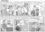 2003 aiden_harris anthro canid canine canis cheetah closet_coon comic coyote dialogue digital_media_(artwork) duma_matambo english_text felid feline group infatuation leafdog looking_at_another male mammal monochrome peeping procyonid raccoon rodney_waters stalking text