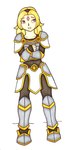 5_fingers accessory armor armored_boots belt big_breasts blonde_hair bottomwear breasts clothed clothing crossed_arms eyelashes female fingers forehead_gem front_view gem hair hair_accessory hairband human ivanks league_of_legends light_body light_skin long_hair looking_up lux_(lol) mammal medium_hair pink_eyes plate_armor pupils riot_games shin_guards simple_background skirt solo standing tencent white_background worried