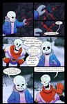 absolutedream absurd_res animated_skeleton black_border bone border comic comic_sans dialogue english_text hi_res not_furry papyrus_(undertale) sans_(undertale) skeleton snow text undead undertale undertale_(series)