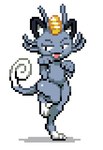 alolan_form alolan_meowth ambiguous_gender anthro digital_media_(artwork) fangs felid fur generation_7_pokemon half-closed_eyes hi_res mammal narrowed_eyes nintendo nude open_mouth parkercc pixel_(artwork) pokemon pokemon_(species) portrait regional_form_(pokemon) simple_background smile solo sssonic2 teeth thick_thighs whiskers white_background wide_hips