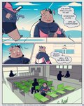 2020 4:5 anthro basil_(mikrogoat) blush bottomwear clothing comic domestic_pig english_text food hi_res inside male mammal mikrogoat overweight overweight_male shirt shorts sitting suid suina sus_(pig) text topwear url