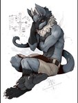 2024 anthro black_body black_pawpads black_scales blue_body blue_fur book bottomwear claws clothed clothing dewclaw drackal feet foot_focus full_pad fur generation_4_pokemon hi_res horn hybrid kobold kredri lost_in_chaos_scar male neck_tuft nintendo orange_eyes pawpads paws pokemon pokemon_(species) riolu scales scaly_pawpads shirtless shorts shorts_only sitting squirrel_(lost_in_chaos) squirrel_(razim) studying tail tail_spines tan_body tan_fur toe_claws topless tuft wings