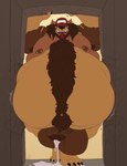 absurd_res anthro balls belly belly_focus big_balls big_belly big_muscles big_penis bodily_fluids body_hair breaking_wall brown_body brown_fur brown_hair canid canine canis claws clothing crumbling doorframe doorway ear_piercing fluffy fur genital_fluids genitals graydien hair hairy happy_trail hat hat_over_eyes headgear headwear hi_res huge_balls huge_belly huge_penis hyper hyper_balls hyper_genitalia hyper_penis leaking_precum long_hair male mammal mostly_nude musclegut muscular muscular_anthro muscular_male nathan_(graydien) navel nipple_piercing nipples nude obese obese_anthro obese_male open_mouth overweight overweight_anthro overweight_male penis piercing precum precum_pool red_clothing red_hat red_headwear red_tongue solo standing tan_body tan_fur teeth tongue tongue_out trucker trucker_hat wolf