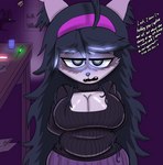 Rating: s
ID: 4171619
Date: 2023-07-15 03:09:30 -0400
Status: active
Score: 42
accessory ahoge annoyed anthro beaker big_breasts blue_hair breasts cleavage_cutout clothing cutout dialogue domestic_cat drow462 duo fangs felid feline felis female first_person_view fur furniture glowing glowing_eyes hair hair_accessory hairband hex_maniac hex_nyaniac_(word360) hi_res inner_ear_fluff kemono laboratory_equipment laboratory_glassware long_hair male male/female mammal messy_hair multicolored_body multicolored_fur nintendo paper pokemon purple_body purple_eyes purple_fur scientific_instrument short_stack slightly_chubby slightly_chubby_female spiral spiral_eyes sweater syringe table talking_to_viewer teeth test_subject test_tube text topwear tuft turtleneck two_tone_body two_tone_fur post #4171619