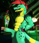 abs alligator alligatorid anthro balls biceps big_muscles big_penis bodily_fluids butt crocodilian cum digital_media_(artwork) ejaculation erection eyewear five_nights_at_freddy's five_nights_at_freddy's:_security_breach genital_fluids genitals green_body hair hi_res humanoid_genitalia humanoid_penis looking_at_viewer male montgomery_gator muscular muscular_anthro muscular_male nipples nude open_mouth pecs penis red_eyes red_hair reptile scalie scottgames simple_background smile solo steel_wool_studios teeth tongue triceps vein wide_hips xintro