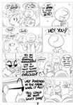 2017 ?_face anon audience backpack clothing comic crowd dialogue disgust dr._eggman english_text eyewear female generation_1_pokemon group hat headgear headwear hi_res human male mammal monochrome nidoqueen nintendo pokemon pokemon_(species) queenie_(shoutingisfun) sega shoutingisfun sonic_the_hedgehog_(series) sunglasses text translated