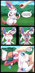 absurd_res ambiguous_gender balls bestiality blush bodily_fluids canid canine canis cloudeon comic dialogue digital_media_(artwork) dominant dominant_human duo eeveelution english_text erection faceless_character faceless_human faceless_male fellatio feral feral_focus feral_penetrated fur generation_6_pokemon genital_fluids genitals heart_eyes heart_symbol hi_res human human_on_feral human_penetrating human_penetrating_feral humanoid_genitalia humanoid_penis interspecies male male/ambiguous male_focus male_on_feral mammal master nintendo nude open_mouth oral oral_penetration penetration penile penile_penetration penis penis_in_mouth pokemon pokemon_(species) pokephilia quadruped sex smile solo_focus submissive submissive_ambiguous sylveon tail text tongue white_body