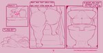 aged_up anthro anthro_pred belly big_belly big_butt butt colored_line_art comic dolores_(disambiguation) english_text female female_pred female_prey forced funkspunky hi_res implied_disposal implied_snuff monochrome overweight patreon_exclusive pink_line_art pink_monochrome pink_text regret size_difference text unaware url vore