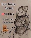 anthro beanie big_breasts bodily_fluids breasts cavemanon_studios clothing cookie dinosaur english_text erin_(snoot_game) female food geeksandkicks hand_on_face hat headgear headwear hi_res long_tail monochrome one_eye_closed prehistoric_species reptile scalie simple_background snoot_game snout solo spiked_back spiked_tail spikes spikes_(anatomy) strip_game strip_meme tail tears text traditional_media_(artwork) twitter wide_hips