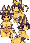 :< absurd_res alternate_costume animal_crossing animal_ears animal_print animal_print_bikini ankha_(animal_crossing) anthro bangs big_breasts bikini bikini_bottom black_eyes black_hair blonde_hair blue_hair blunt_bangs blush bob_cut bodily_fluids breast_squeeze breasts butt cat_tail cleavage clothed clothing cow_print cow_print_bikini digital_media_(artwork) domestic_cat egyptian fake_cow_ears fake_cow_horns fake_ears fake_horns felid feline felis female fukurou_ya hair hand_on_own_breast hi_res holding_breast horn huge_breasts looking_at_viewer mammal markings mouth_closed multicolored_hair multiple_poses neck-tie_bikini neck-tie_clothing neck-tie_swimwear nintendo pattern_bikini pattern_clothing pattern_swimwear pose short_hair side-tie_bikini side-tie_clothing side-tie_swimwear simple_background solo squeezing string_bikini striped_markings striped_tail stripes sweat swimwear tail tail_markings tied_bikini tied_clothing two-piece_swimsuit uraeus white_background yellow_body yellow_inner_ear