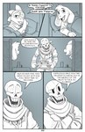 absolutedream absurd_res asriel_dreemurr base_three_layout blockage_(layout) bone border comic dialogue digital_media_(artwork) english_text five_frame_image group hi_res horizontal_blockage humanoid monochrome monster_kid papyrus_(undertale) skeleton text three_row_layout trio undertale undertale_(series) white_border