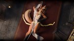 16:9 3d_(artwork) anthro areola artist_name athena_(dayumboai) biped bird's-eye_view book breasts canid canine digital_media_(artwork) drape ears_up female fur furniture gloves_(marking) hand_on_hip hi_res high-angle_view leg_markings light lighting looking_at_viewer lying mammal maned_wolf markings melee_weapon muscular muscular_female nargaflex nipples on_back open_mouth open_smile orange_body orange_fur pose raised_arm ribbons rug shaded showing_chest smile smiling_at_viewer socks_(marking) soft_shading solo stool sword tail tail_tuft tuft wallpaper warm_colors weapon widescreen