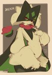 Rating: s
ID: 5365766
Date: 2025-02-11 07:41:29 -0500
Status: active
Score: 120
2024 ambiguous_anthro ambiguous_gender anthro black_nose conditional_dnp dated digital_drawing_(artwork) digital_media_(artwork) english_text fur generation_9_pokemon green_body green_fur grey_background hi_res looking_at_viewer meowscarada nintendo pokemon pokemon_(species) portrait red_eyes signature simple_background smile text three-quarter_portrait tohupo post #5365766