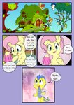 absurd_res age_difference anthro comic dialogue dragon english_text equid female feral fluttershy_(mlp) friendship_is_magic hair hasbro hi_res male mammal mature_female mature_feral mustachedbain my_little_pony mythological_creature mythological_scalie mythology older_female pink_hair scalie semi-anthro text yellow_body young younger_male