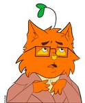 clothing coat eyewear felid feline flat_colors fur glasses grass_hair hi_res male mammal necktie orange_body orange_fur realpakk simple_background slightly_chubby solo topwear trenchcoat white_background yellow_eyes