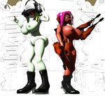 3d_(artwork) absurd_res acht_(splatoon) agent_8_(splatoon) animal_humanoid big_breasts big_butt breasts bubble_butt butt cephalopod cephalopod_humanoid clintr007 clothed clothing curvy_figure dedf1sh_(splatoon) digital_media_(artwork) dual_wielding dualie_squelchers dualies duo electronics eyewear female glowing glowing_eyes hat headgear headphones headwear hi_res holding_object holding_weapon huge_breasts huge_butt humanoid inkling marine marine_humanoid mollusk mollusk_humanoid nintendo octarian octoling partially_clothed pseudo_hair sanitized_octarian sanitized_octoling splatoon squelcher sunglasses tentacle_hair tentacles voluptuous weapon