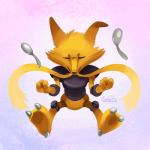 1:1 2016 2_toes alakazam ambiguous_gender anthro canid canine claws cutlery digital_media_(artwork) digital_painting_(artwork) eyes_closed feet generation_1_pokemon kinesis_(move) kitchen_utensils mammal nintendo pokemon pokemon_(species) pokemon_move soles solo spoon toe_claws toes tools tsaoshin