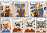 aiden_harris anthro blush butt butt_grab canid canine closet_coon colin_young comic dialogue duo english_text fox fox_mccloud hand_on_butt kaiketsu_zorori leafdog male male/male mammal molestation nintendo procyonid raccoon red_fox star_fox tail text true_fox zorori