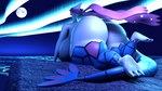 16:9 3d_(artwork) anthro aurora_(phenomenon) big_breasts big_butt blender_(artwork) breast_squish breasts butt darkdraketom digital_media_(artwork) female generation_3_pokemon glistening glistening_body hi_res huge_breasts huge_butt looking_up markings milotic moon night nintendo on_rock pokemon pokemon_(species) rock sea solo squish thick_thighs water widescreen