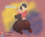 absurd_res anthro anus balls bear big_butt blush butt clothing digital_media_(artwork) english_text fur generation_6_pokemon genitals hi_res lxzylux male mammal nintendo open_mouth pancham pokemon pokemon_(species) simple_background smile solo text