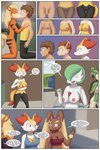 2:3 absurd_res alley anthro anthrofied arcanine big_breasts black_body black_fur blonde_hair braixen breast_growth breasts brown_body brown_fur colored comic decourem dialogue english_text female fur gardevoir gender_transformation generation_1_pokemon generation_2_pokemon generation_3_pokemon generation_4_pokemon generation_5_pokemon generation_6_pokemon genitals green_body green_hair group growth hair hi_res houndoom human kissing legendary_pokemon lopunny male mammal mtf_transformation nintendo nipples nude orange_body orange_fur penis penis_to_vagina_tf pokemon pokemon_(species) pokemorph pussy shocked snout snout_growth species_transformation speech_bubble surprised_expression tail tail_growth tan_body tan_fur text transformation transformation_sequence transformation_through_kiss verbal_reaction_to_tf virizion white_body white_fur yellow_body yellow_fur