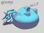 2024 4_fingers :3 ambiguous_feral ambiguous_gender ambiguous_pred ambiguous_prey belly belly_on_ground belly_squish big_belly big_tail black_nose black_text blue_belly blue_body blue_face blue_fin blue_frill blue_paws blue_skin blue_tail calling_for_help closed_smile digital_drawing_(artwork) digital_media_(artwork) eeveelution english_description extended_sound_effect face_imprint feral feral_pred fin fin_frill fingers frill_(anatomy) full-length_portrait fully_inside generation_1_pokemon glistening glistening_belly glistening_body glistening_face glistening_fin glistening_skin glistening_tail green_text hand_imprint handpaw head_crest head_fin head_frill hi_res huge_belly imprint lying marine membrane_(anatomy) membranous_frill monotone_background monotone_belly monotone_body monotone_face monotone_paws monotone_skin monotone_tail mouth_closed muffled neck_frill nintendo on_side onomatopoeia paw_on_belly paws pokemon pokemon_(species) portrait pupils purple_sclera quadruped same_size_vore shaded signature simple_background slosh sloshing_belly smile soft_shading soft_vore solo sound_effect_variant sound_effects squish stretchy_bulge struggling struggling_prey tail tail_fin tail_frill tan_background tapering_tail tcsrjx text twitter_handle unseen_prey unwilling_prey vaporeon vore vowelless vowelless_vocalization watermark white_frill white_pupils yellow_frill