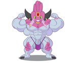 4_fingers 6:5 abs balls big_balls big_muscles big_penis carou_(vezerem) clothing fakemon fingers fusion generation_4_pokemon generation_6_pokemon genitals grey_body hi_res hoopa hoopa_(confined) horn huge_muscles huge_penis humanoid hyper hyper_muscles legendary_pokemon looking_at_viewer male mesprit muscular muscular_male nintendo nipples pecs penis pokemon pokemon_(species) pokemon_fusion short_stack simple_background smile solo teapot_(body_type) vezerem yellow_eyes