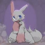 1:1 ambiguous_gender anthro blue_eyes bodily_fluids cave cum fur generation_3_pokemon genital_fluids kemono licking low_res markings nintendo pizademokttero pokemon pokemon_(species) red_markings semi-anthro short_story simple_background solo story story_in_description tail tongue tongue_out white_body white_fur zangoose