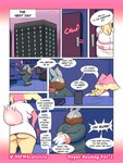 3:4 anthro audino big_breasts bottomwear breasts butt clothed clothing comic dialogue diggersby digital_media_(artwork) duo english_text exclamation_point female furgonomics generation_5_pokemon generation_6_pokemon goopyarts hi_res huge_breasts hyper hyper_breasts lagomorph male male/female mammal nintendo nurse panties pokemon pokemon_(species) raina_(goopyarts) simple_background skirt slightly_chubby speech_bubble tail tail_through_skirt text topwear underwear