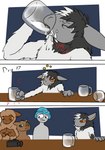 absurd_res anthro bar camera comic drinking_milk english_text female fur green_sclera group henan_(naysay) hi_res human kazna_(naysay) kinktober lana_(naysayingmongrel) mammal marsupial multicolored_body multicolored_fur naysayingmongrel orange_eyes orange_mouth orange_sclera pint pupils slit_pupils text the_nature_of_predators venlil_(the_nature_of_predators) yotul_(the_nature_of_predators)