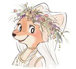 anthro canid canine canis clothed clothing disney dress female flower fox headdress headgear headwear looking_at_viewer maid_marian mammal memegmu morgan_creek plant red_fox robin_hood:_prince_of_thieves robin_hood_(disney) solo true_fox wedding_dress wedding_veil