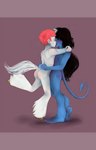 2013 absurd_res beezle_(unico) black_hair blue_body blue_fur blue_nipples blush butt digital_drawing_(artwork) digital_media_(artwork) duo equid equine eyes_closed femboy fur hair hi_res hooves horn hug humanoid imp kiss_on_lips kissing letterbox love male male/male mammal mane mythological_creature mythological_equine mythology nipples osamu_tezuka passionate passionate_kiss pink_hair pink_mane romantic romantic_ambiance romantic_couple rustygrass33 sanrio short_hair spade_tail tail unico unico_(series) unicorn white_tail