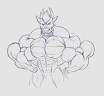 2019 anthro antlers big_muscles collar collar_only dragon eastern_dragon flexing front_view horn huge_muscles hyper hyper_muscles looking_at_viewer male muscular mythological_creature mythological_scalie mythology nude scalie sketch solo sonicgamer zylo_(sonicgamer)