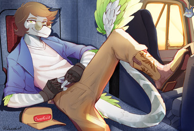 Rating: s
ID: 5295407
Date: 2025-01-08 14:49:45 -0500
Status: active
Score: 8
2024 anthro artist_name black_clothing black_gloves black_handwear blue_clothing blue_jacket blue_topwear boots bottomwear brown_bottomwear brown_clothing brown_hair brown_pants cavemanon_studios clothing colton_graves detailed_background digital_drawing_(artwork) digital_media_(artwork) dinosaur dromaeosaurid elbow_feathers eyewear fan_character feathered_dinosaur feathered_scalie feathered_tail feathers fingerless_gloves footwear gloves green_body green_eyes green_feathers grey_body grey_scales grey_stripes hair handwear hat headgear headwear hi_res inside_truck inside_vehicle jacket jazzelart long_tail male multicolored_body multicolored_scales pants prehistoric_species reptile scales scalie sharp_teeth shoes short_hair smile snoot_game solo striped_body striped_scales stripes sunglasses tail tail_tuft teeth text theropod topwear trucker_hat tuft two_tone_body two_tone_scales velociraptor watermark post #5295407
