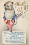 1909 20th_century advertisement american_flag american_opossum ancient_art anthro billy_possum bottomwear brown_body brown_fur clothed clothing english_text fingers footwear fur hat headgear headwear male mammal marsupial multicolored_body multicolored_fur pants shoes solo standing tail text top_hat topwear two_tone_body two_tone_fur united_states_of_america unknown_artist virginia_opossum whiskers white_body white_fur