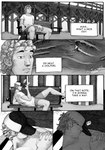 absurd_res beach bench comic dialogue halftone hi_res human male mammal monochrome not_furry outside pen_(artwork) realius seaside solo traditional_media_(artwork)