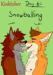 absurd_res after_kiss anthro bodily_fluids breath brown_body brown_fur canid canine canis cum cum_drip cum_in_mouth cum_inside cum_kiss cum_on_face domestic_dog dripping duo fur genital_fluids hi_res jondrethefurry kinktober kissing male male/male mammal panting snowballing