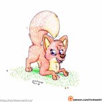 1:1 3_toes ass_up brown_ears brown_paws butt canid canine feet female feral flower fox fur grass hi_res jungledyret_hugo looking_at_viewer mammal patreon patreon_logo patreon_username plant presenting presenting_hindquarters purple_eyes raised_tail red_body red_fox red_fur rita_(jungledyret) smile smiling_at_viewer solo spread_legs spreading tail tail_motion tailwag text toes tongue traditional_media_(artwork) true_fox url yordraw