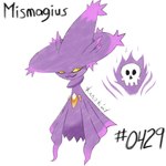 1:1 female generation_4_pokemon hi_res hovering kanok mismagius nintendo pokemon pokemon_(species) purple_body red_eyes simple_background smile solo