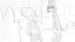 16:9 4_fingers ambiguous_gender animal_crossing ankha_(animal_crossing) anthro bodily_fluids clothed clothing crocs domestic_cat dragonweirdo eyewear felid feline felis female fingers footwear glasses greyscale group hi_res looking_at_another looking_back looking_back_at_another mammal marshal_(animal_crossing) monochrome mouse movie_theater murid murine nervous nintendo petri_(animal_crossing) rodent round_glasses sciurid sweat sweatdrop sweater_around_neck tree_squirrel walking wearing_glasses widescreen