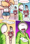 big_breasts blonde_hair bodily_fluids bottomwear breasts cleavage clothed clothing comic cum cum_in_hair dialogue elf english_text female genital_fluids ghost hair hi_res hoodie human humanoid male mammal not_furry riukykappa skirt spirit text topwear