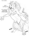 amanda_(tcitw) arania biped black_and_white breasts clothing comic dialogue digital_drawing_(artwork) digital_media_(artwork) english_text felid female fur hair hatching_(art) herm_(lore) hi_res line_art lion mammal monochrome nipples open_mouth pantherine semi-anthro shaded solo tail tail_tuft teeth text the_cabin_in_the_woods_(arania) torn_clothing tuft whiskers