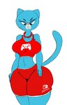 2020 alternate_costume anthro big_breasts biped black_eyebrows black_eyes blue_body blue_ears blue_fur blue_tail bottom_heavy bottomwear breasts cartoon_network clothed clothed_anthro clothed_female clothing crop_top digital_drawing_(artwork) digital_media_(artwork) domestic_cat eyebrows eyelashes felid feline felis female female_anthro fingers front_view fully_clothed fully_clothed_anthro fully_clothed_female fur game_controller_shirt gem huge_thighs humanoid_hands jewelry legs_together light_body light_fur long_eyelashes looking_down mammal markings mary_senicourt mature_anthro mature_female necklace neom-daddy nintendo nintendo_switch pearl_(gem) pearl_necklace pink_nose portrait prick_ears print_bottomwear print_clothing print_crop_top print_shirt print_shorts print_topwear red_bottomwear red_clothing red_crop_top red_jewelry red_necklace red_shirt red_shorts red_topwear round_head round_nose shirt shorts simple_background solo standing tail the_amazing_world_of_gumball thick_thighs three-quarter_portrait topwear whisker_markings white_background wide_hips