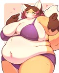 2024 anthro back_rolls belly big_breasts bikini border breasts brown_hair canid canine chubby_cheeks clothing digital_drawing_(artwork) digital_media_(artwork) fat_rolls female female_anthro fox fur hair haruki_no_saidai_no_teki_wa_risei heart_symbol hi_res huge_breasts kemono madoka_tagokoro mammal obese obese_female overweight overweight_anthro overweight_female portrait radiowave solo swimwear tan_body thick_thighs three-quarter_portrait tuft two-piece_swimsuit white_border